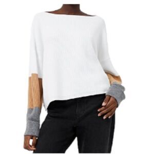 French Connection BabySoft Colour Sweater in Winter White/Camel/Gray XS …